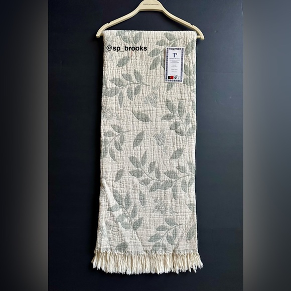🎁Texteis Penedo Throw Blanket - 100% Cotton - Green Leaves
